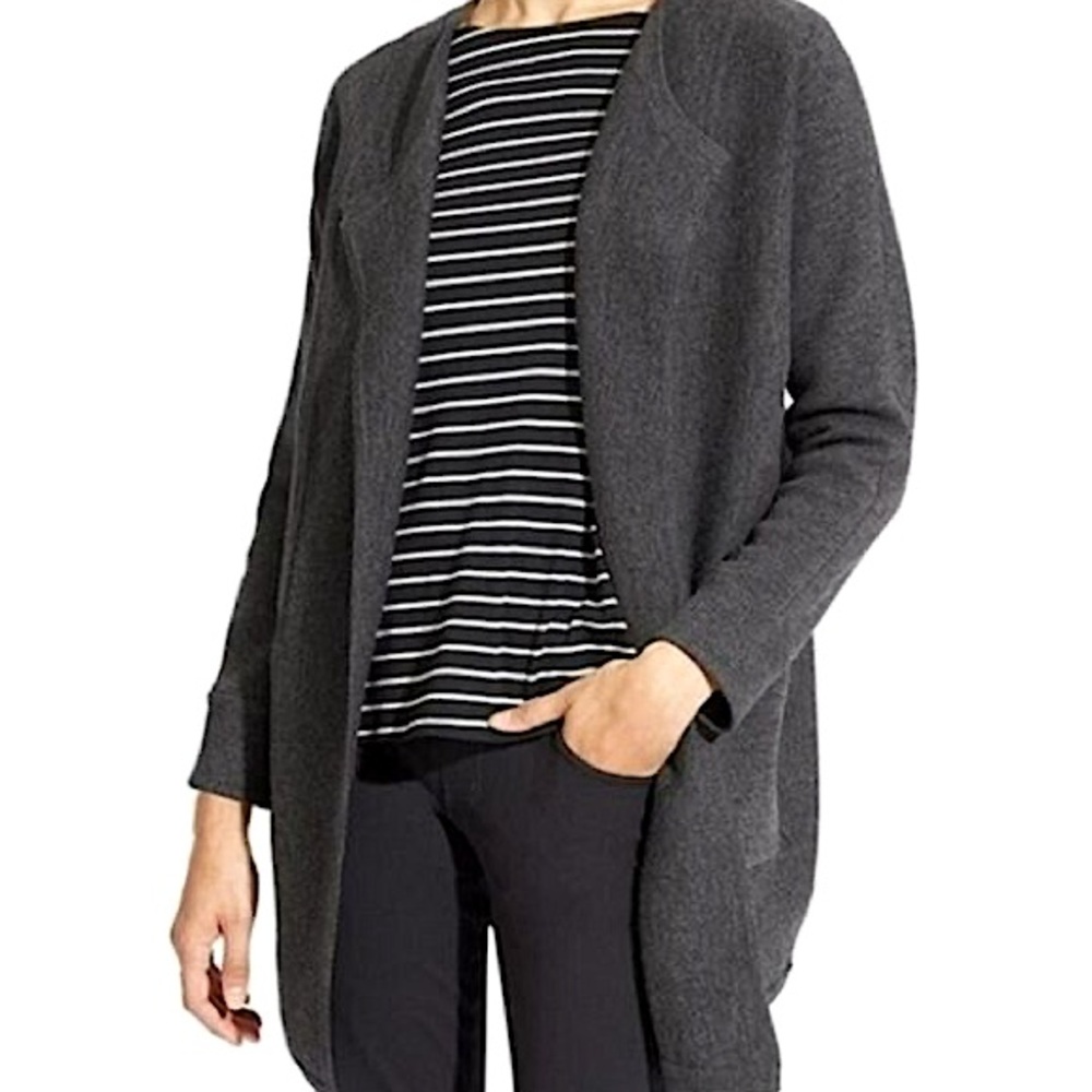 🩷ATHLETA CHILL CHASER MERINO WOOL LONG SLEEVE GRAY CARDIGAN SWEATER SIZE XS